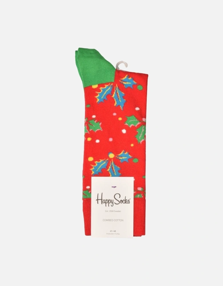 Holly Socks, Red/green