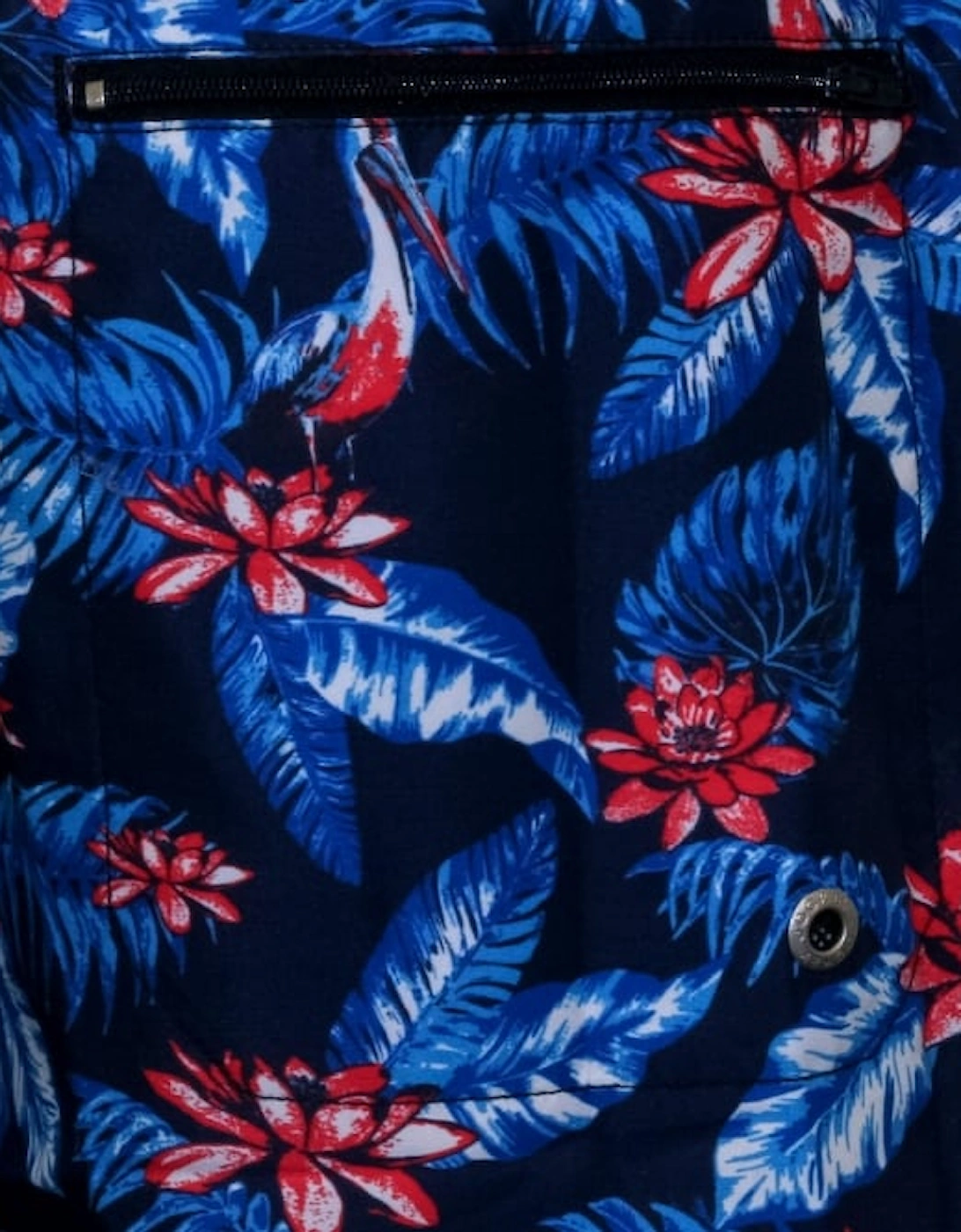 Vibrant Floral Swim Shorts, Navy with blue/red