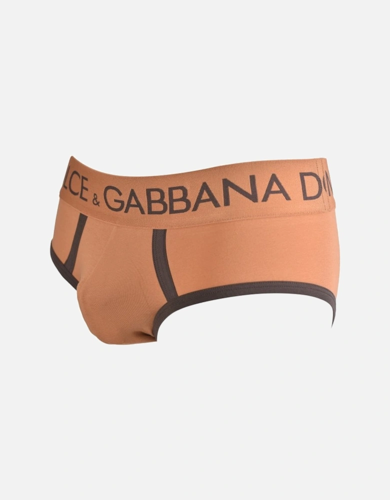 Contrast Trim Retro Logo Brando Brief, Terracotta/brown