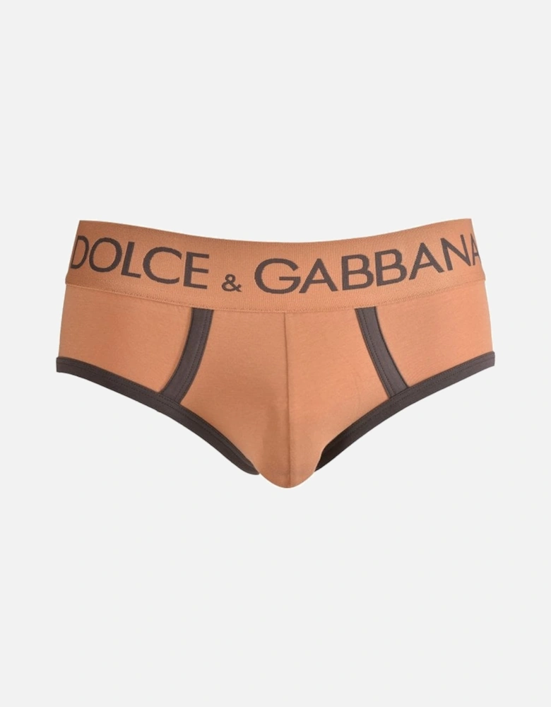 Contrast Trim Retro Logo Brando Brief, Terracotta/brown