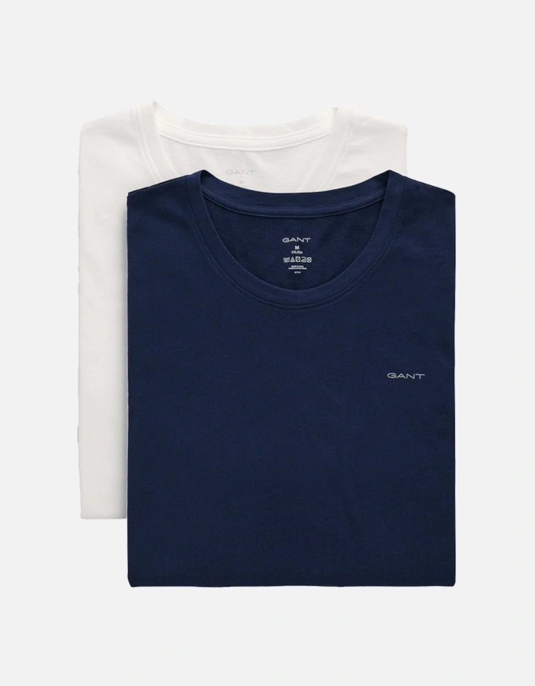 2-Pack Logo Crew-Neck T-Shirts, Navy/White