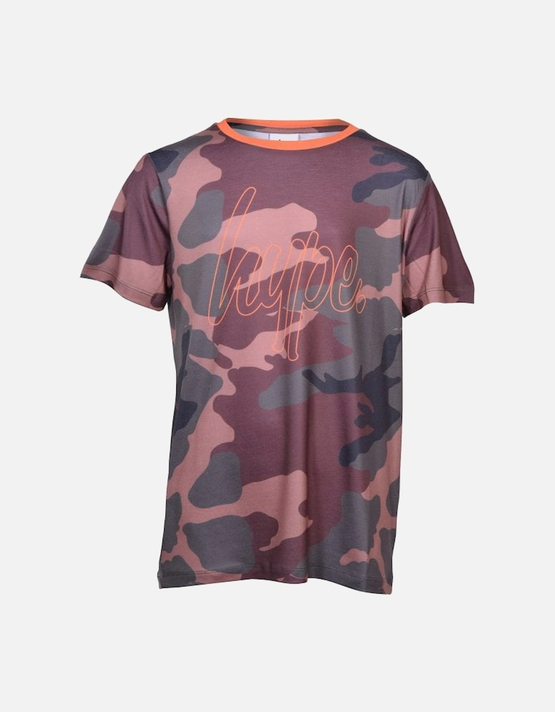 Boys Crew-Neck Camo T-Shirt, Khaki/orange, 4 of 3