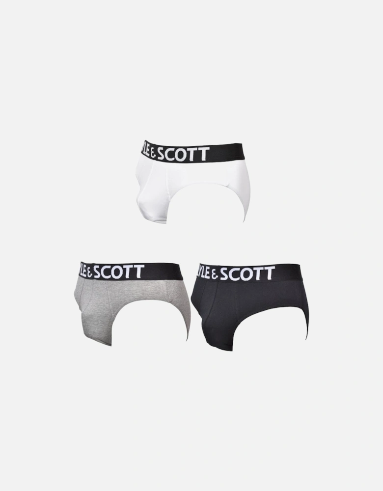 3-Pack Retro Logo Briefs, Black/White/Grey