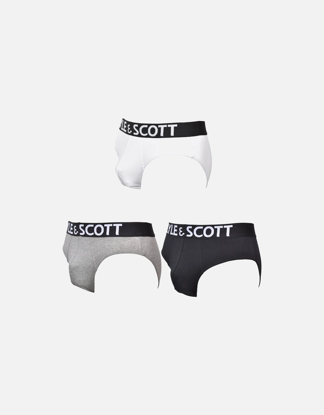 3-Pack Retro Logo Briefs, Black/White/Grey