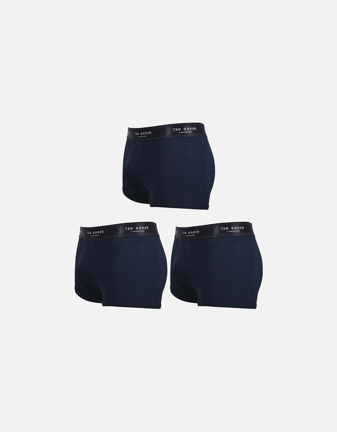 3-Pack Contrast Logo Waistband Boxer Trunks, Navy