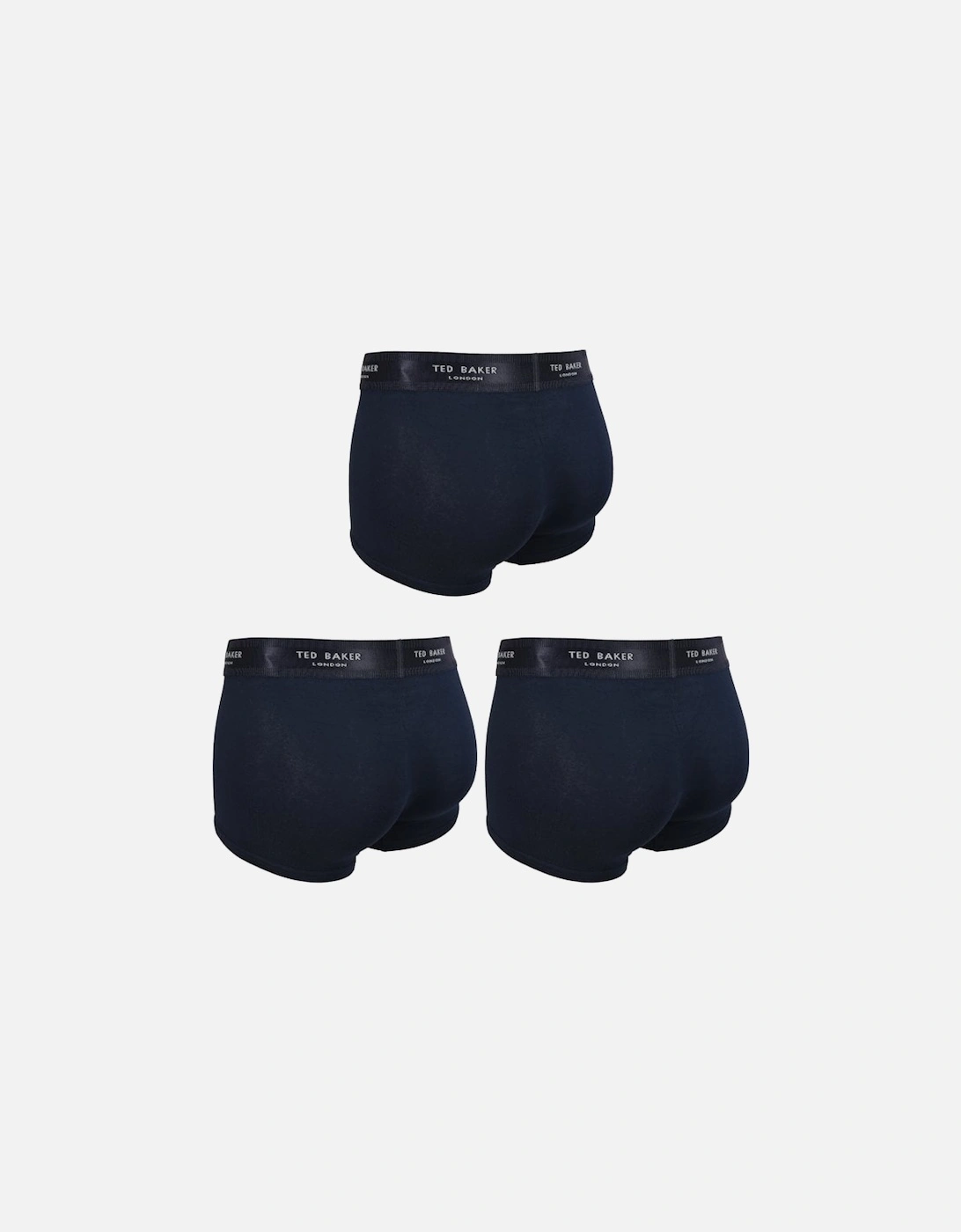 3-Pack Contrast Logo Waistband Boxer Trunks, Navy