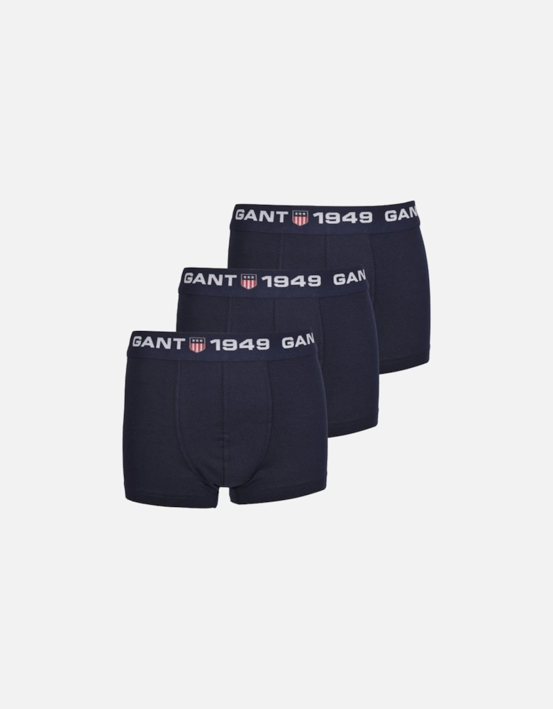 3-Pack Retro Shield Logo Boys Boxer Trunks, Navy