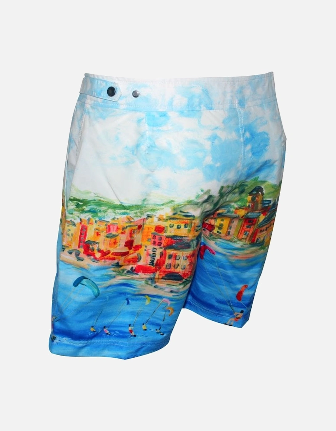 Lerici Seaview Print Swim Shorts, Azure Blue