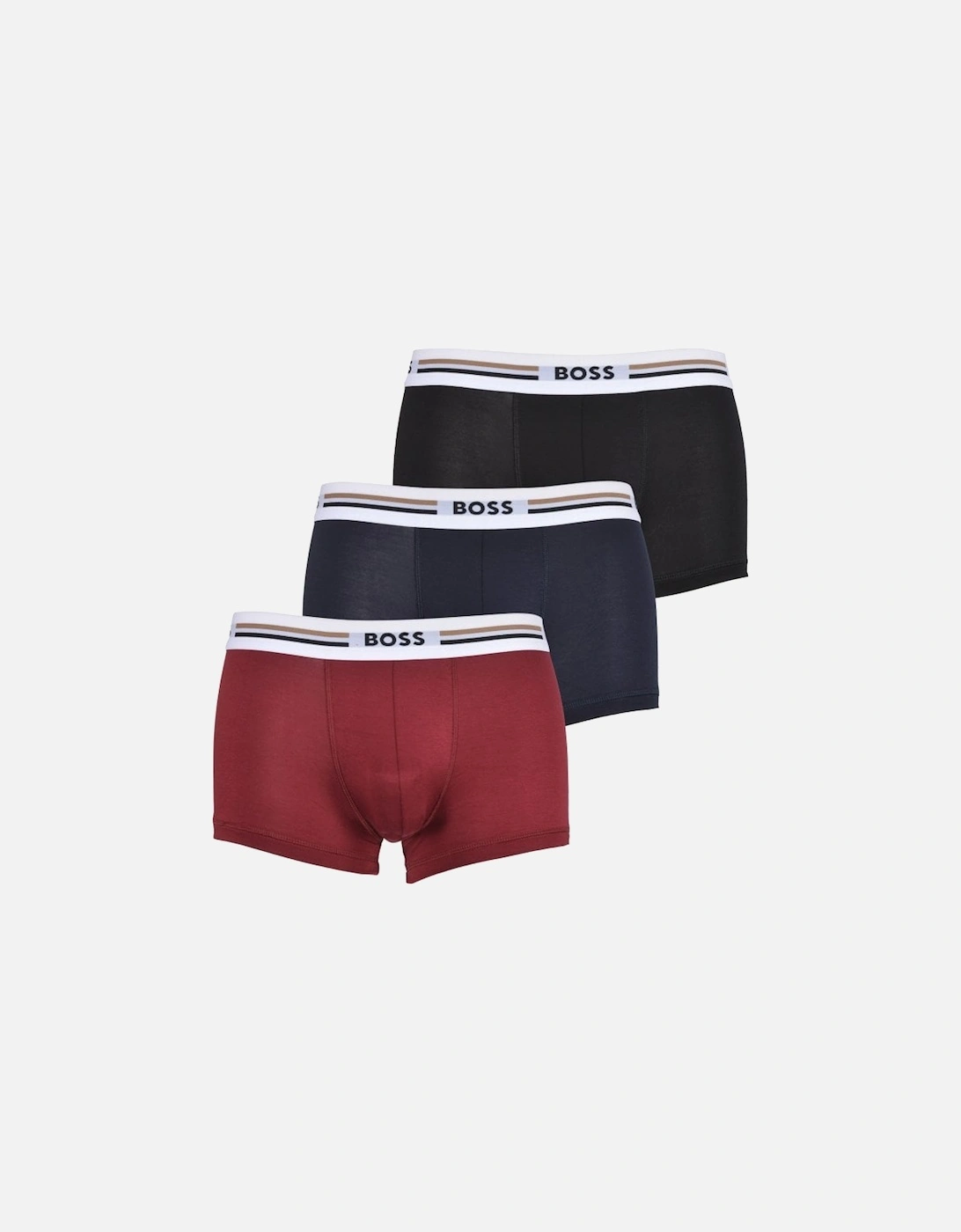 3-Pack Revive Logo Luxe Boxer Trunks, Burgundy/Navy/Black, 8 of 7