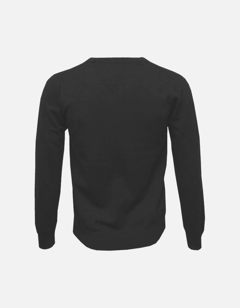 Lightweight Cotton V-Neck Sweater, Dark Charcoal Melange