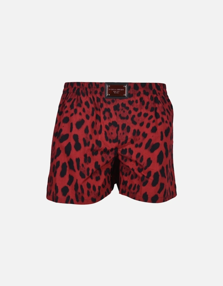 Hot Red Animal Print Boxer Shorts, Red/Black