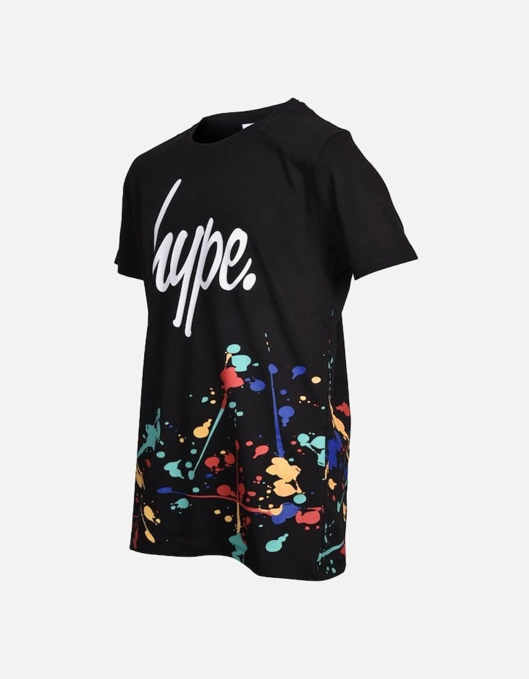 Boys Crew-Neck Paint Splatter T-Shirt, Black