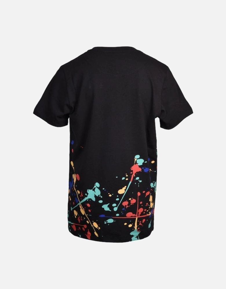 Boys Crew-Neck Paint Splatter T-Shirt, Black