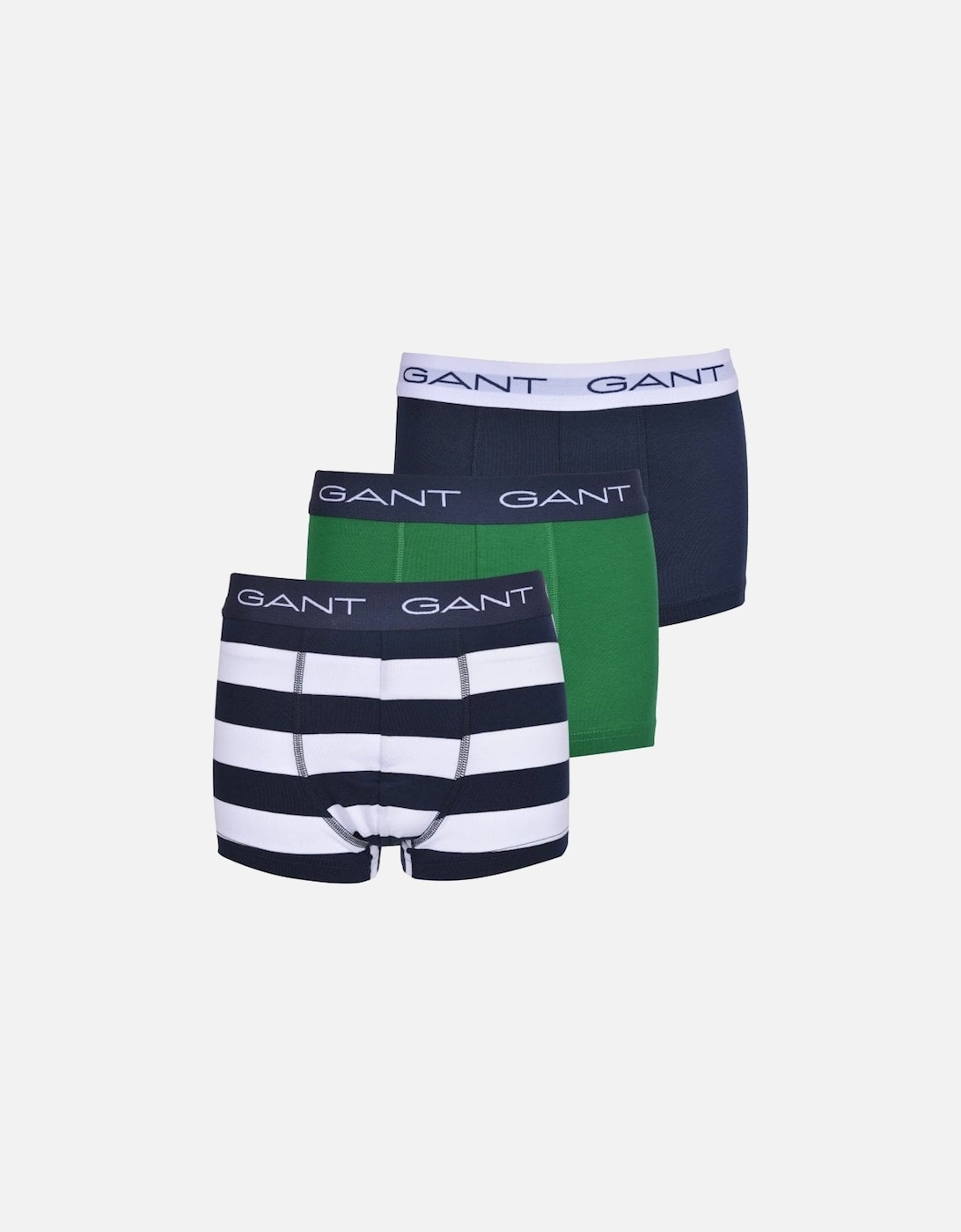 3-Pack Rugby Stripe Boys Boxer Trunks, Green/Navy, 8 of 7
