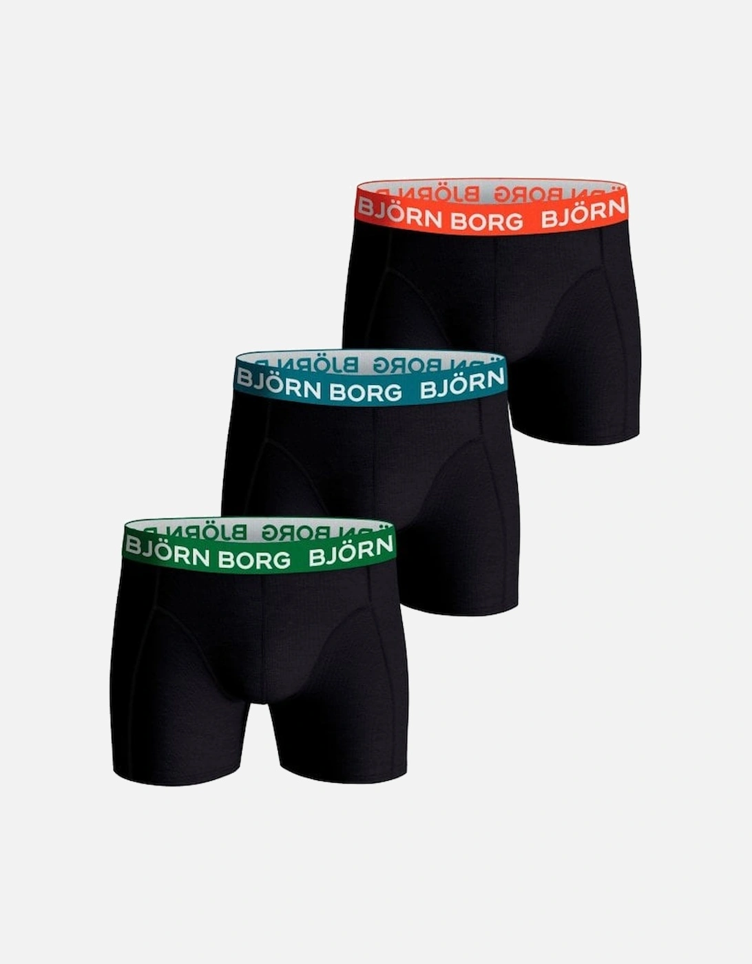 3-Pack Contrast Waistband Boxer Trunks, Black, 2 of 1