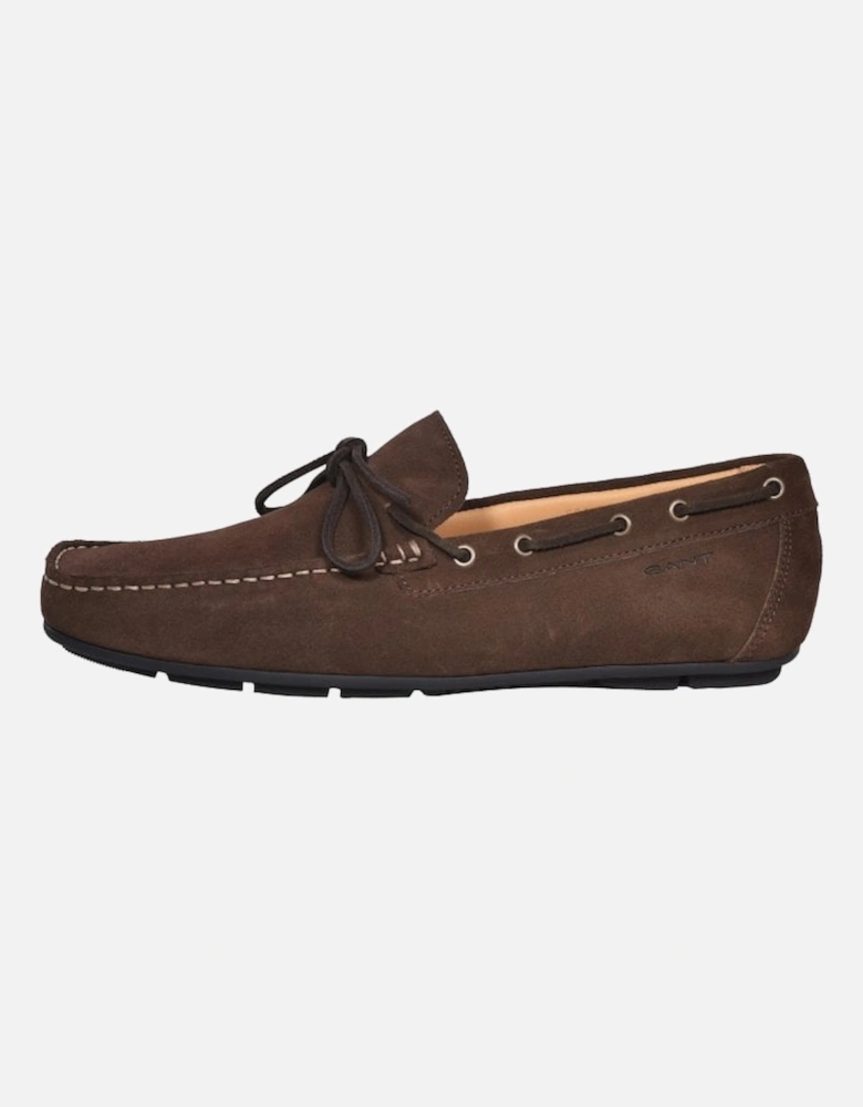 Classic Suede Leather Loafers, Dark Brown