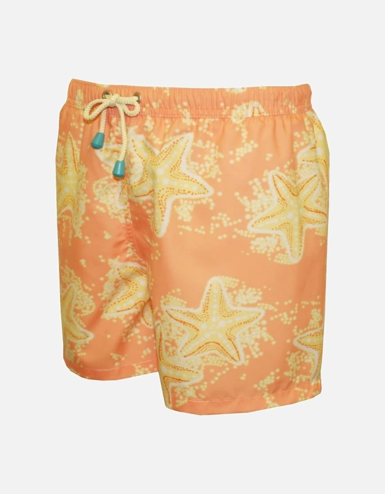 Old Skool Starfish Print Swim Shorts, Peach/lemon