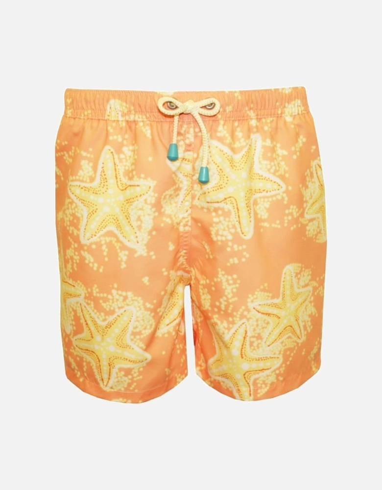 Old Skool Starfish Print Swim Shorts, Peach/lemon
