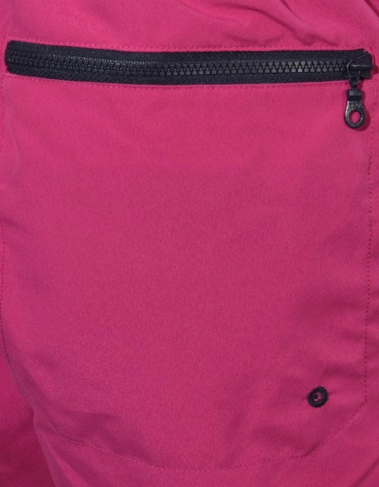 Contrast Waistband Longer-Length Swim Shorts, Fuchsia/black