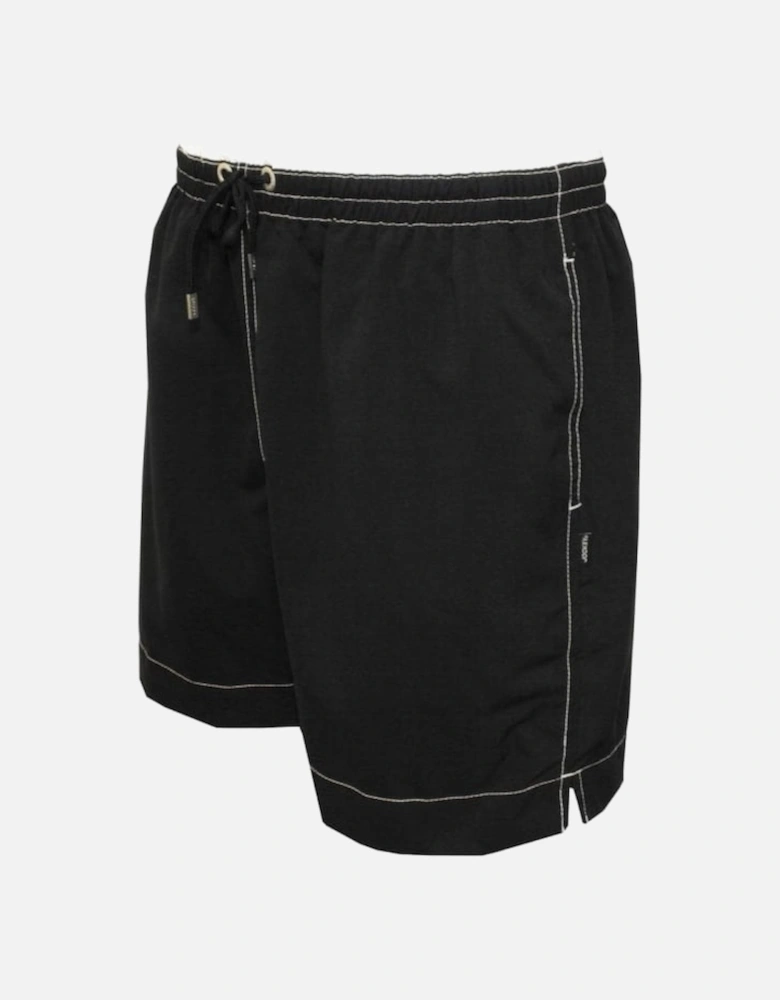 Contrast Waistband Swim Shorts, Black/White