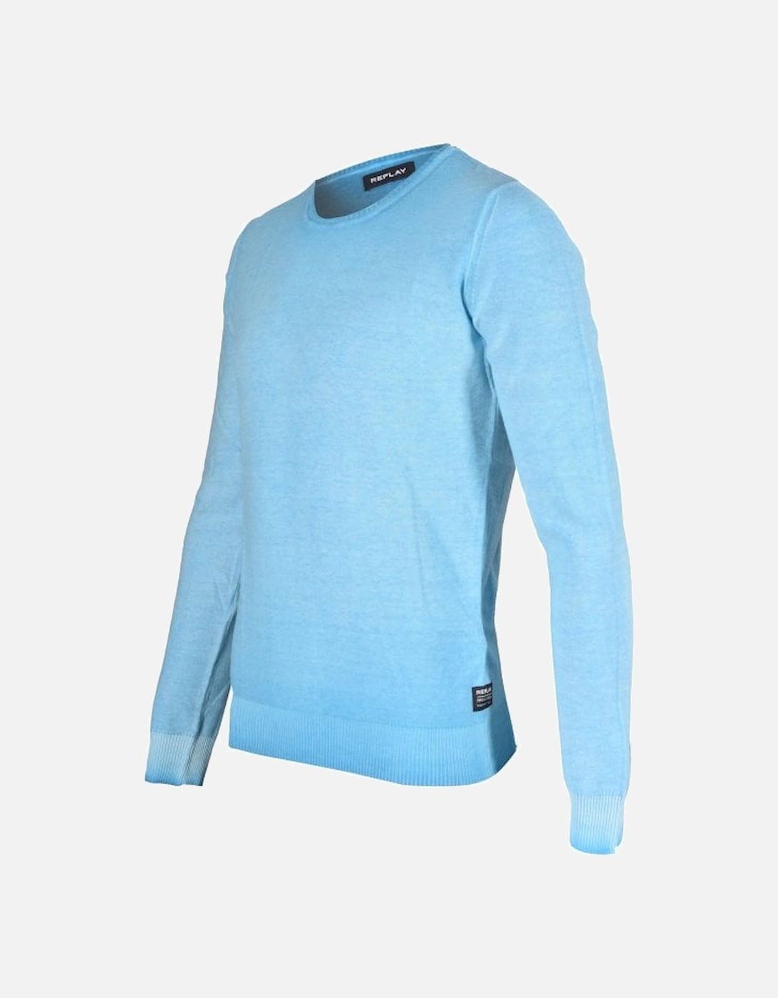 Lightweight Crew-Neck Sweater, Neon Sky Blue