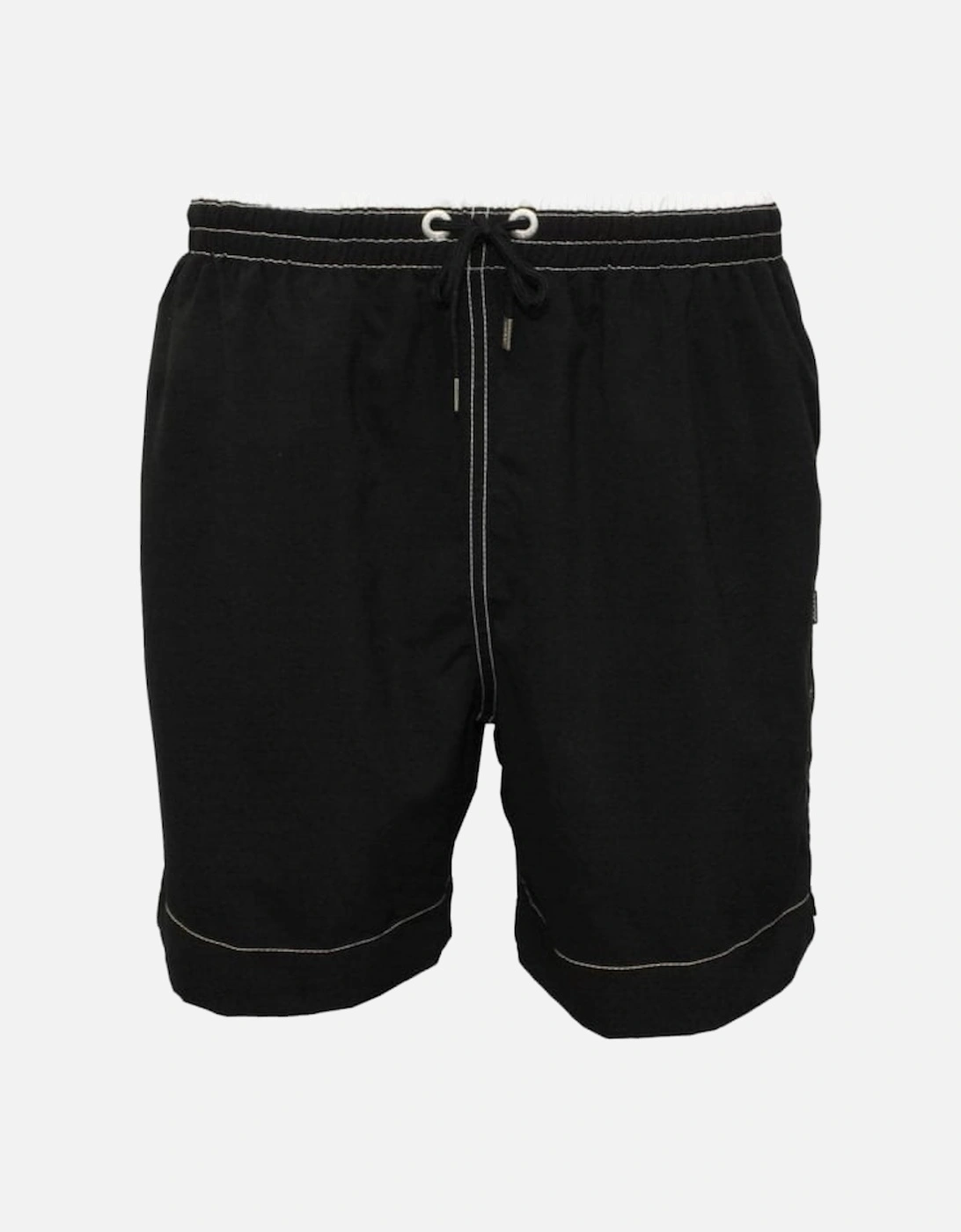 Contrast Waistband Swim Shorts, Black/White