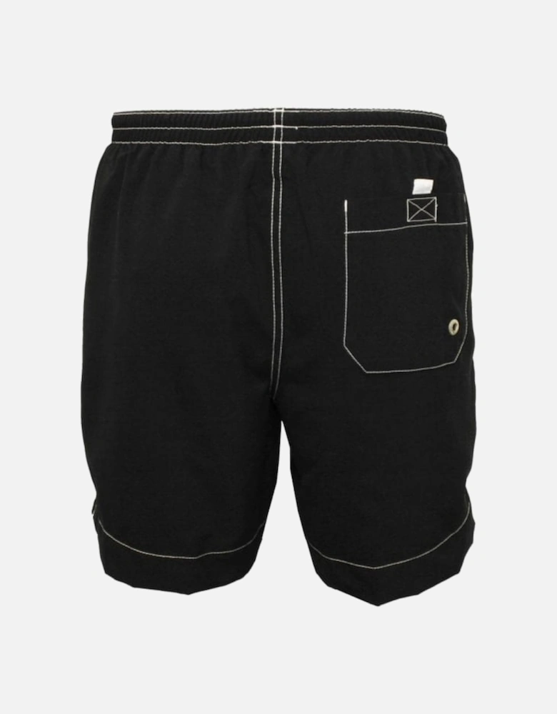 Contrast Waistband Swim Shorts, Black/White