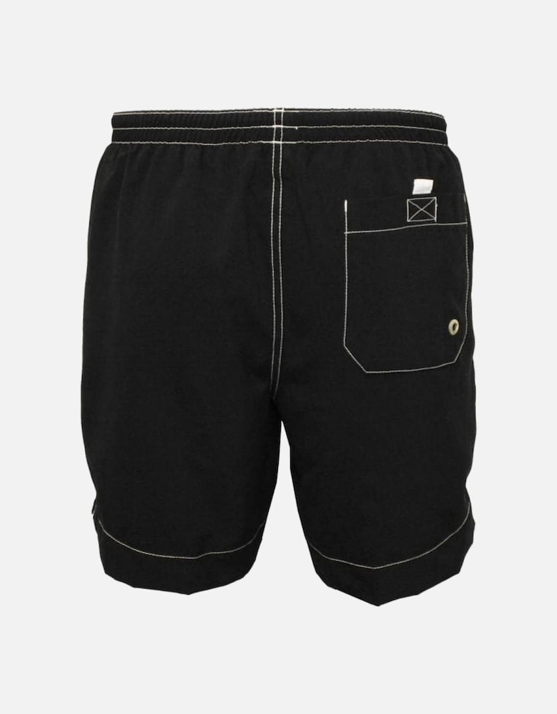 Contrast Waistband Swim Shorts, Black/White