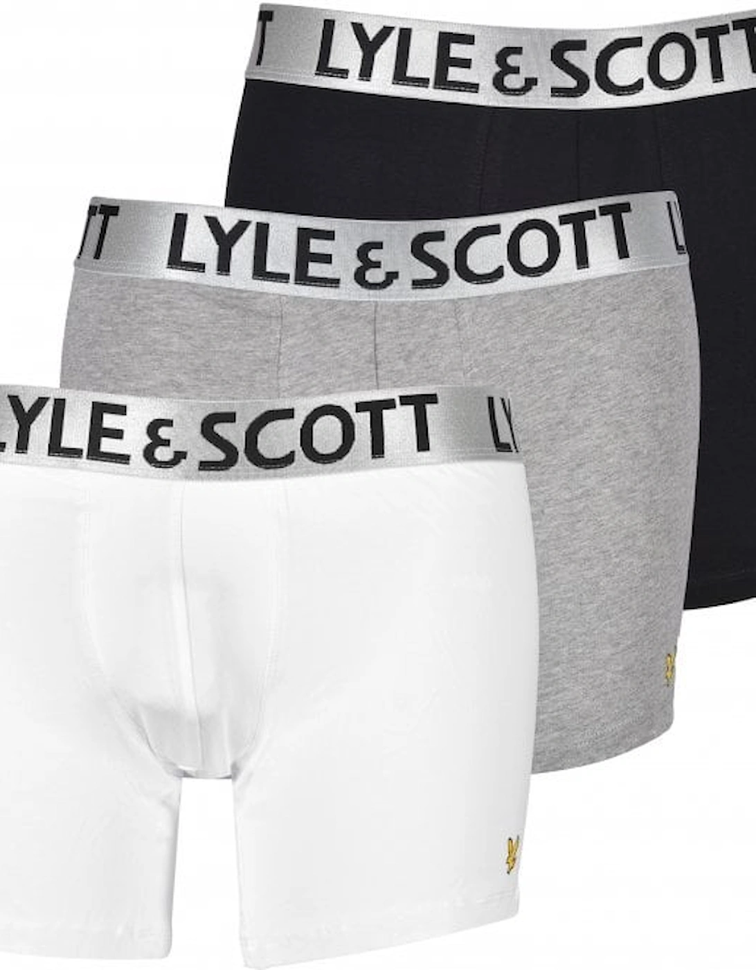 3-Pack Satin Waistband Boxer Briefs, Black/White/Grey, 7 of 6