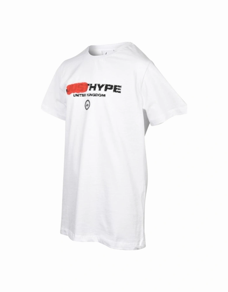 Boys Crew-Neck Spray Logo T-Shirt, White