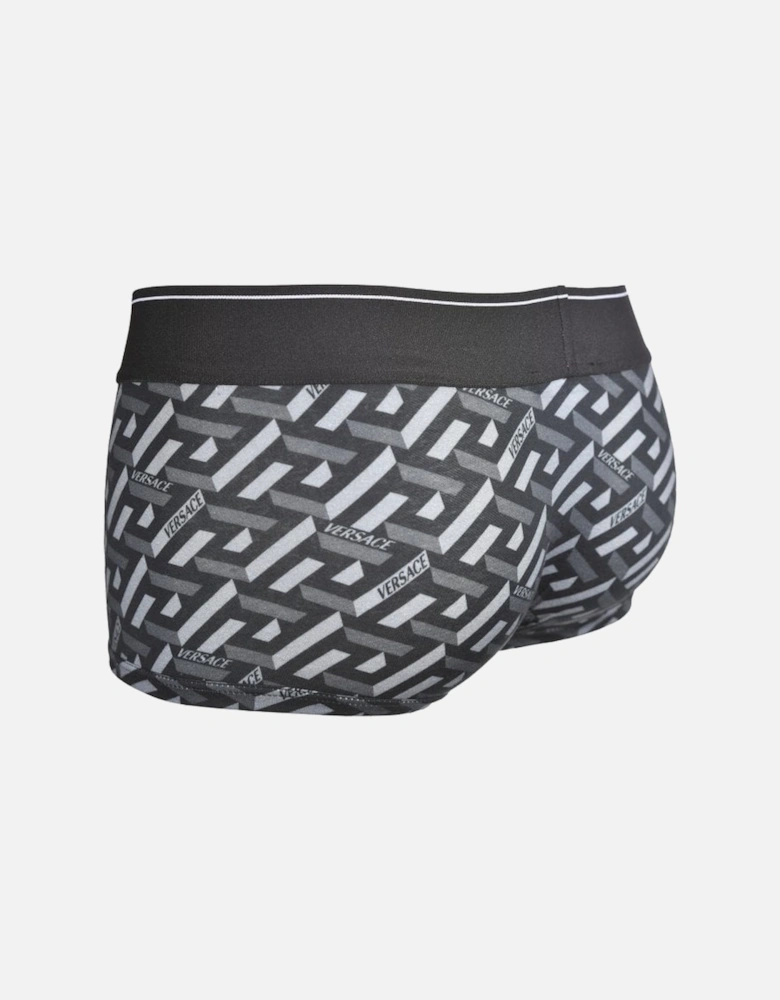 Optical Monogram Logo Print Boxer Trunk, Black/grey