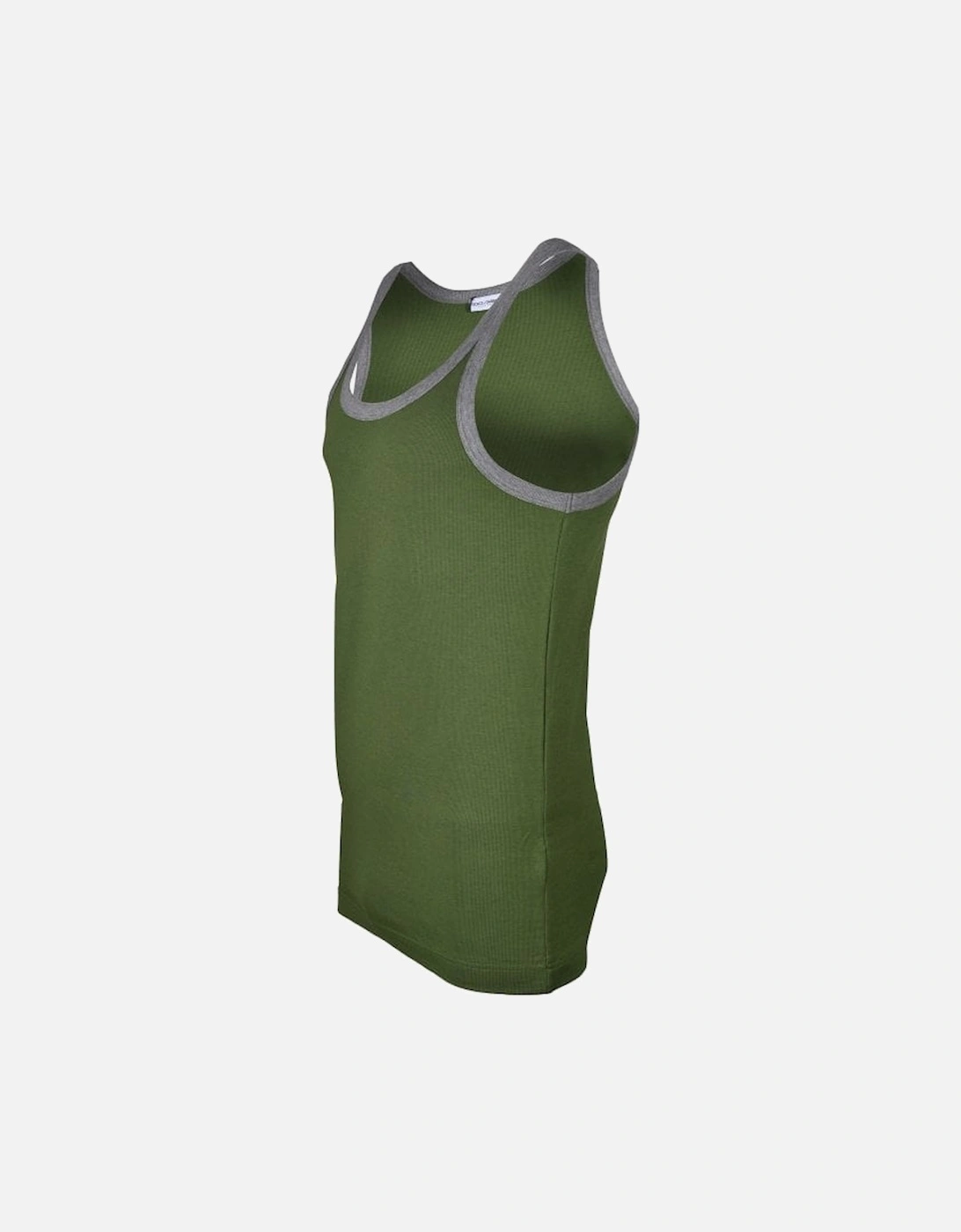 Contrast Trim Tank Top Vest, Green/grey