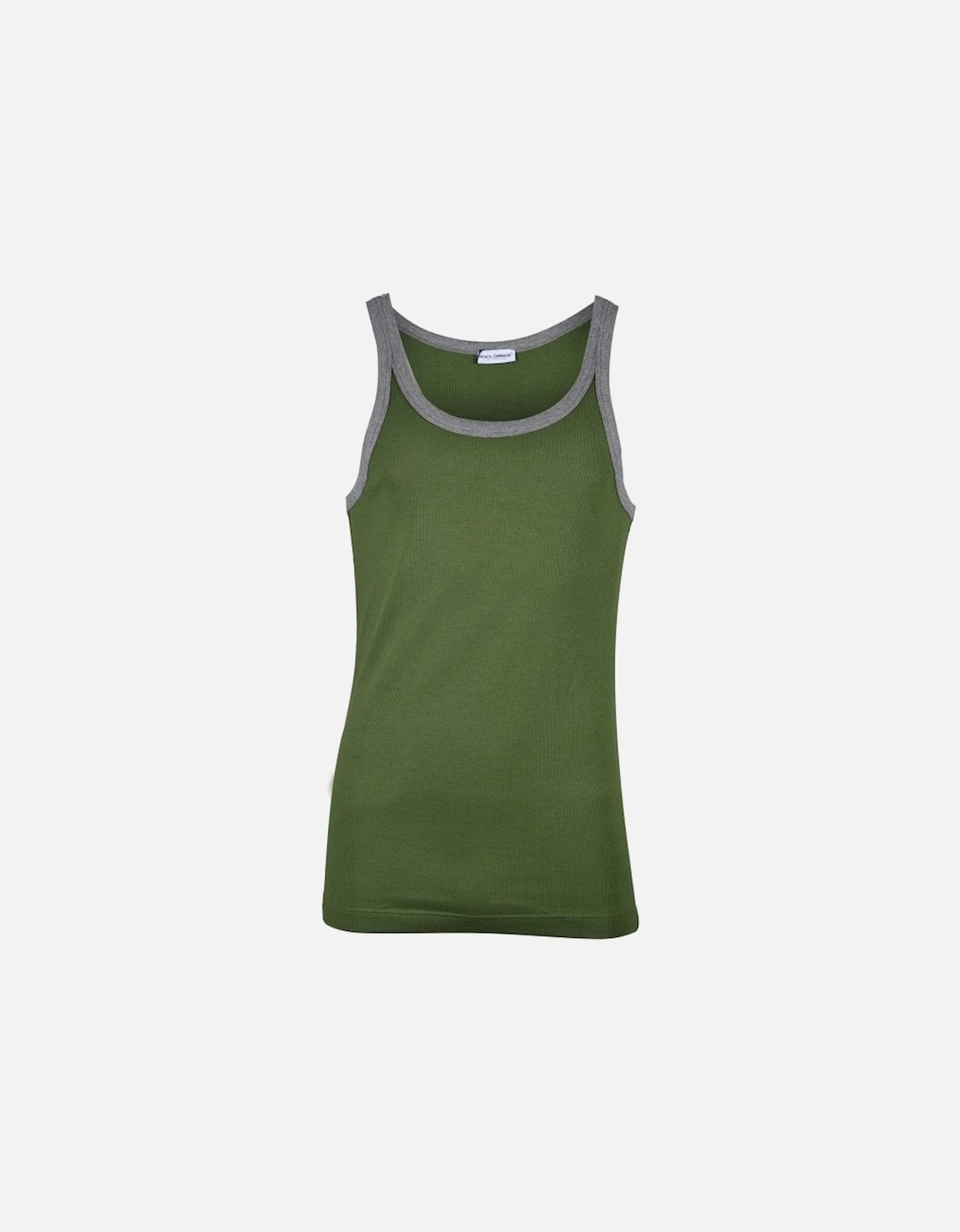 Contrast Trim Tank Top Vest, Green/grey, 4 of 3