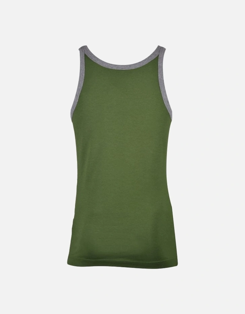 Contrast Trim Tank Top Vest, Green/grey
