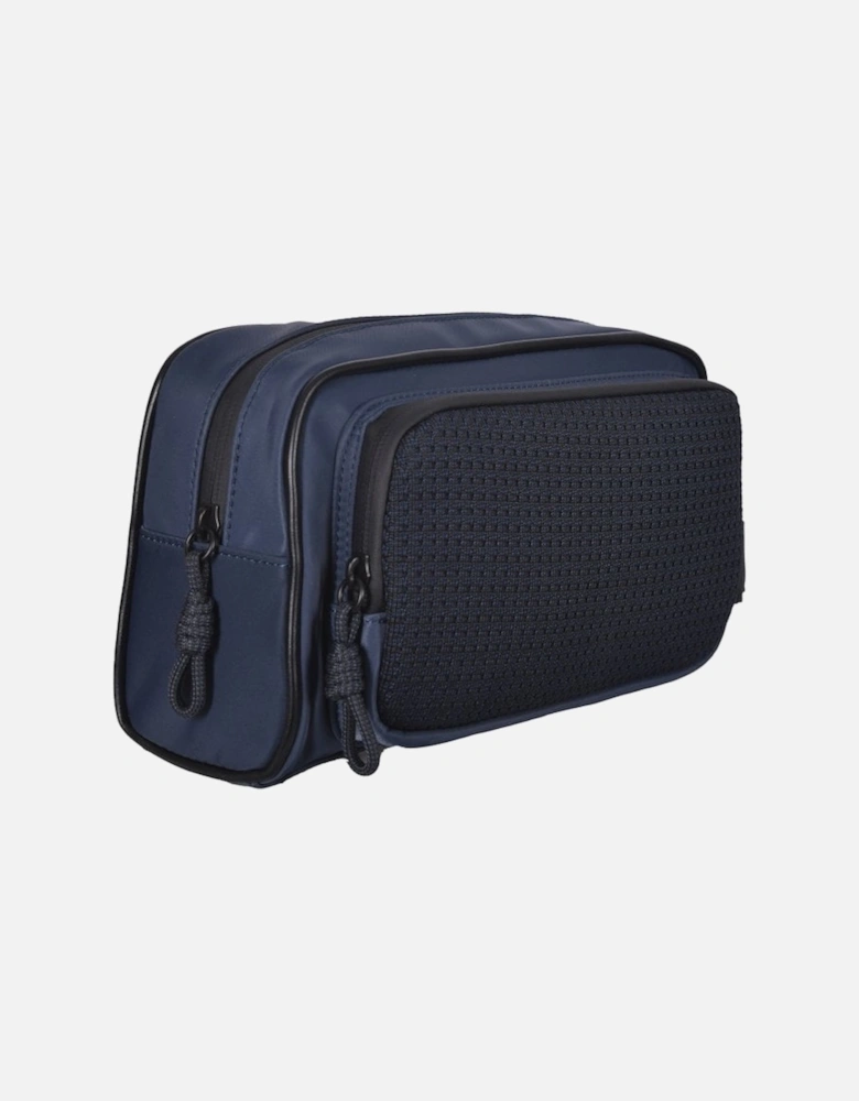 Nylon & Leather Washbag, Navy