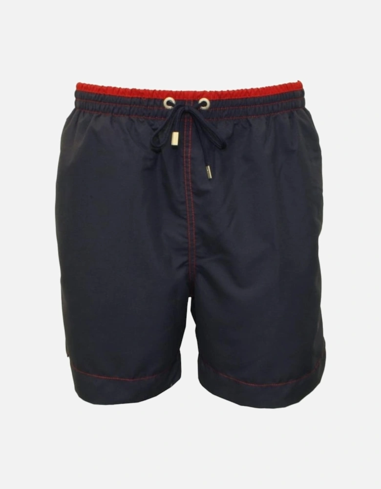 Contrast Waistband Swim Shorts, Navy/Red
