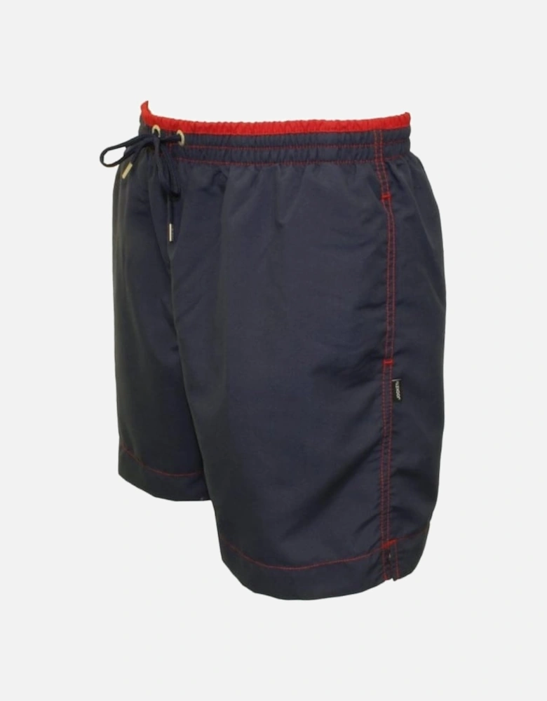 Contrast Waistband Swim Shorts, Navy/Red