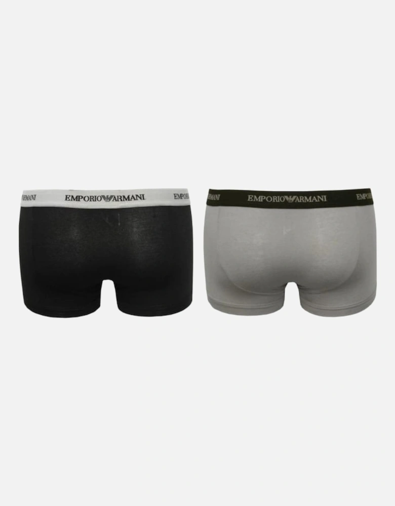2-Pack Logoband Contrast Waist Boxer Trunks, Grey/Black
