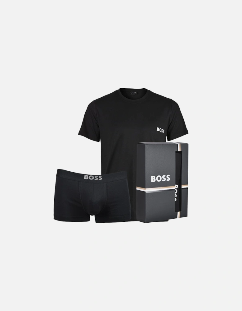 Silver Logo T-Shirt & Boxer Trunk Gift Set, Black