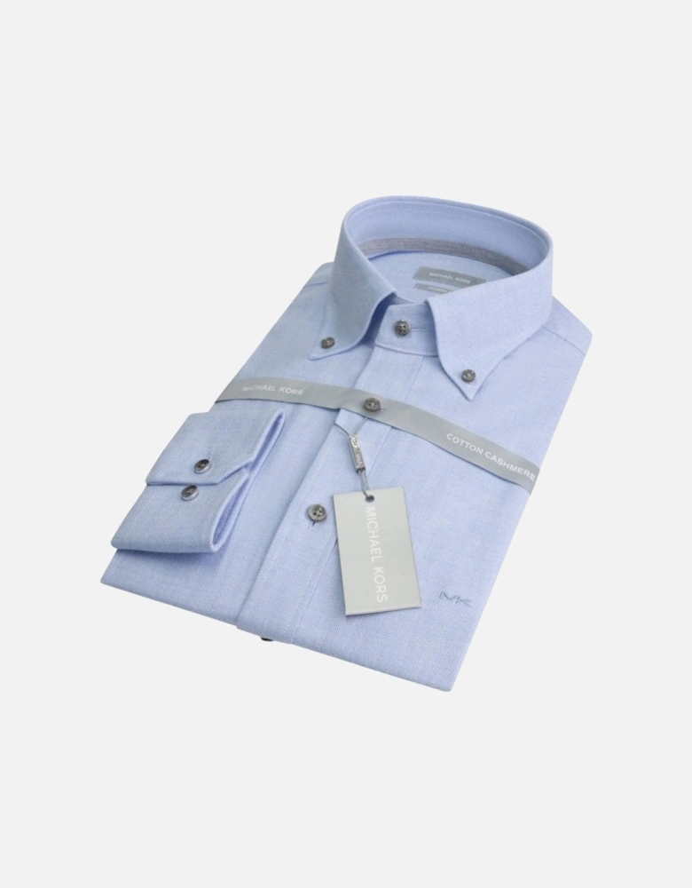 Cotton Cashmere Slim-Fit Shirt, Light Blue
