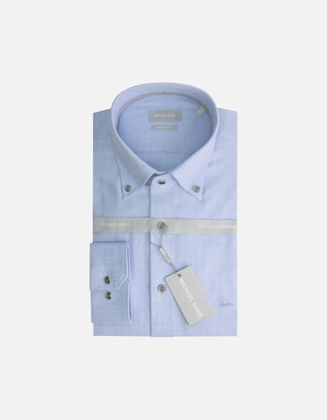 Cotton Cashmere Slim-Fit Shirt, Light Blue