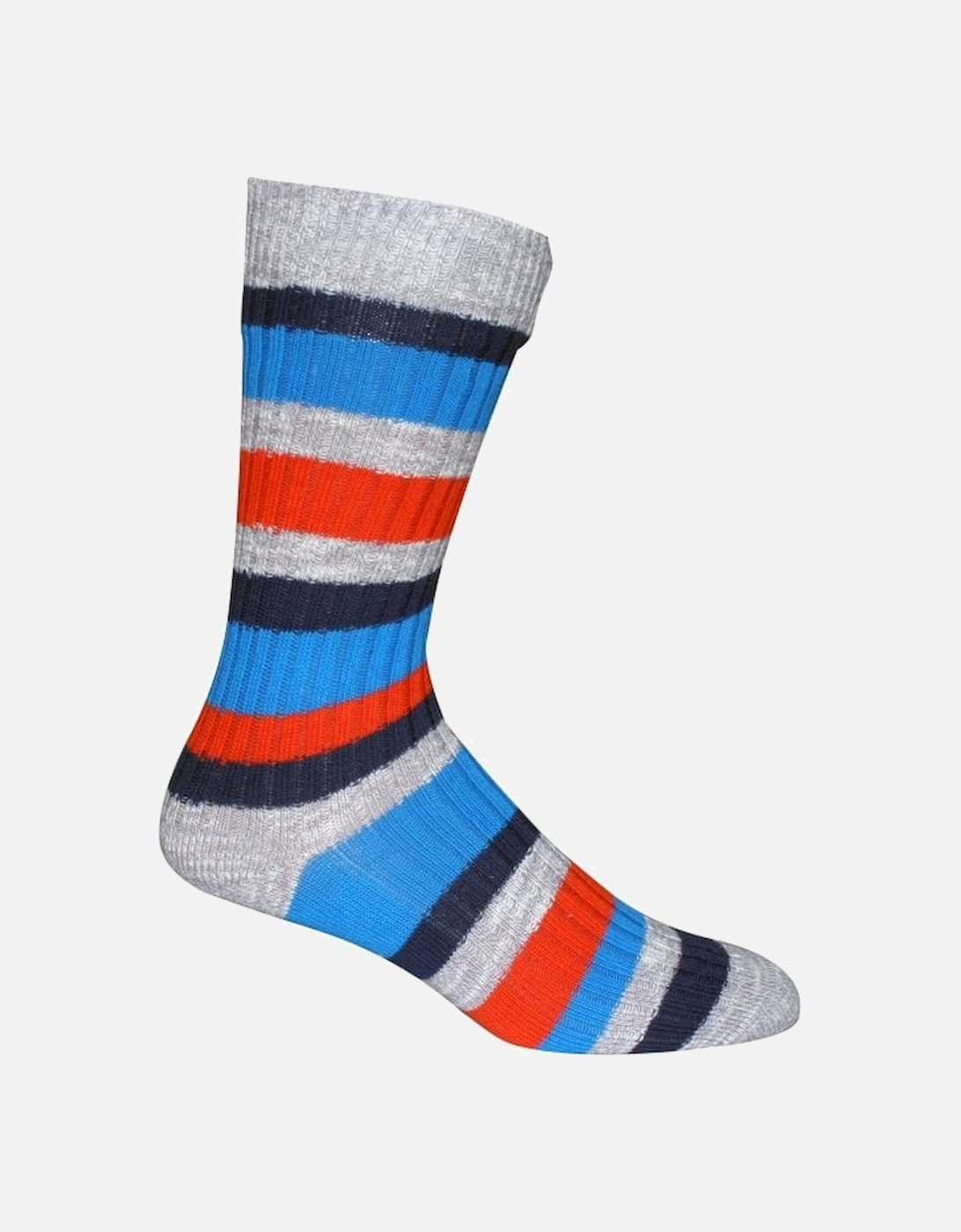Slub Stripes Socks, Grey Melange