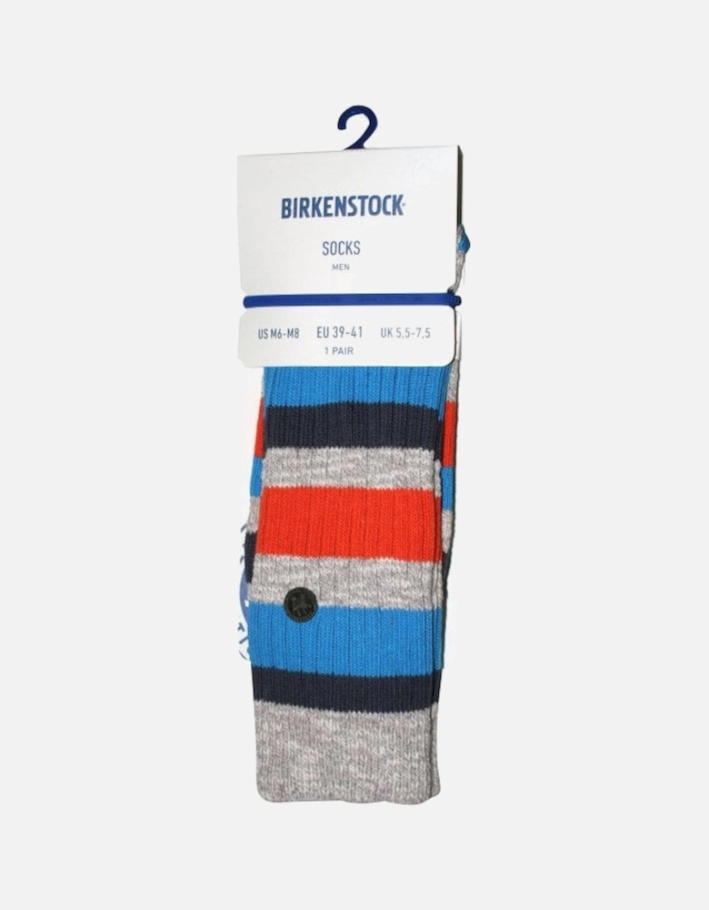 Slub Stripes Socks, Grey Melange