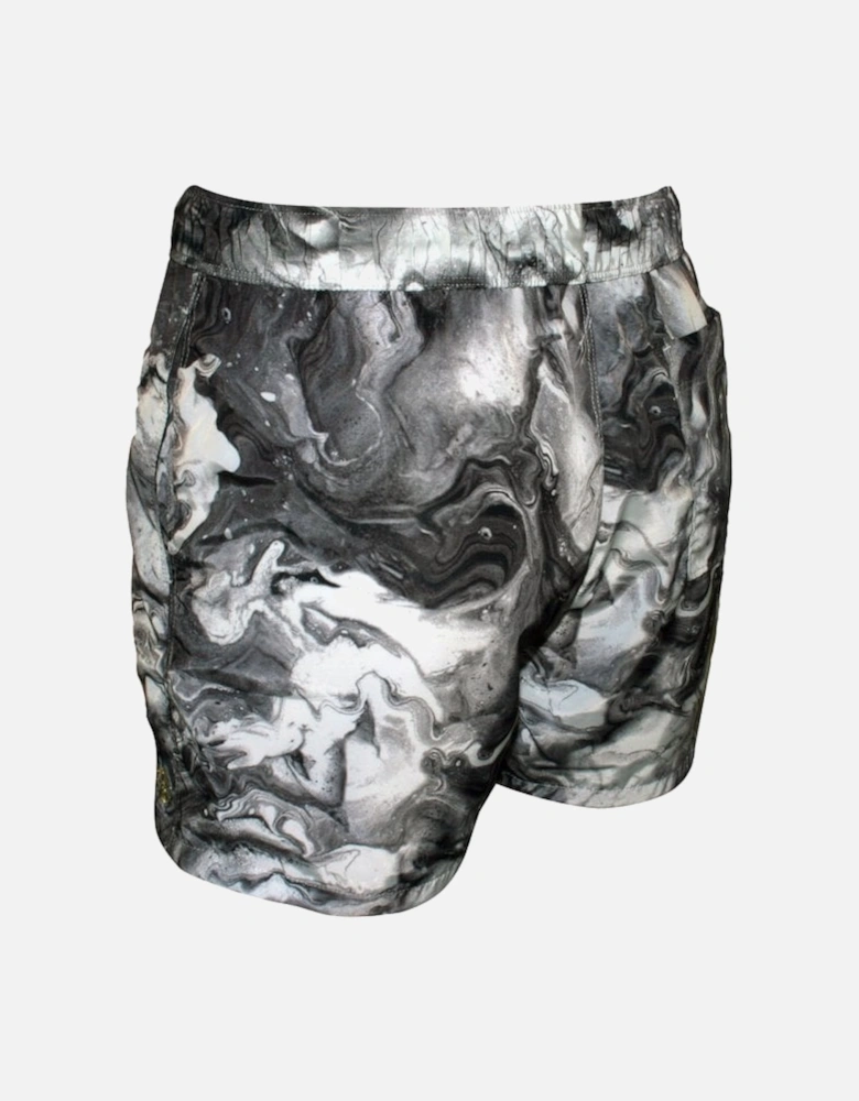 West Hampton Marble Print Swim Shorts, White/Black