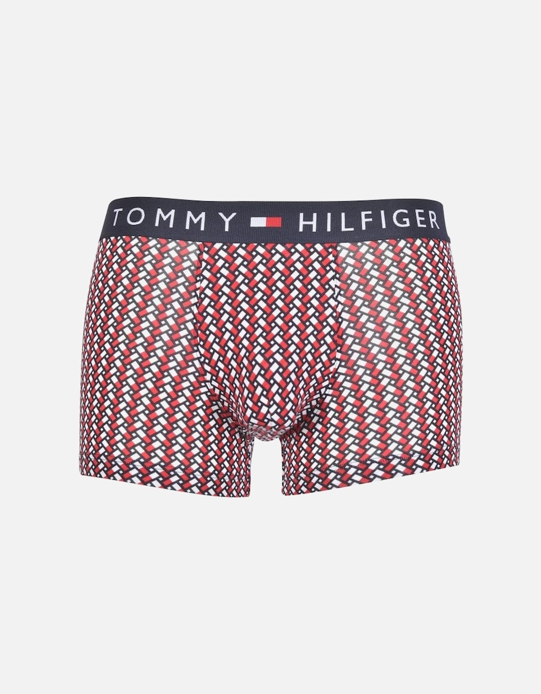 Organic Cotton Stretch Geometric Boxer Trunk, Navy/red, 5 of 4