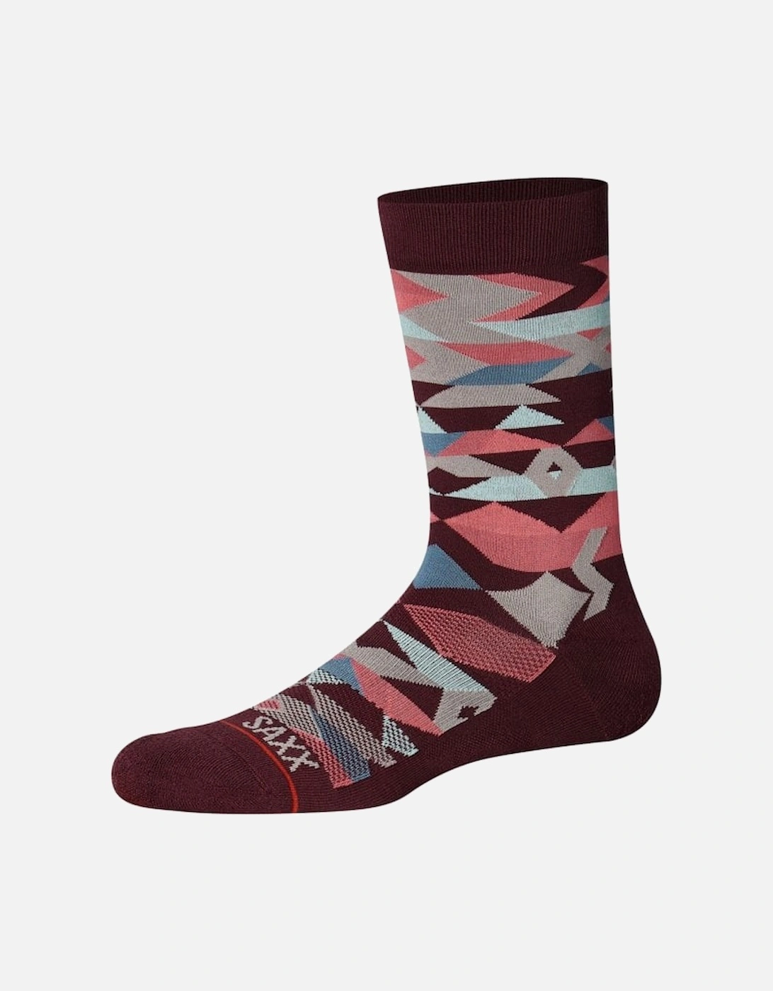 Whole Package Geometric Sock, Burgundy