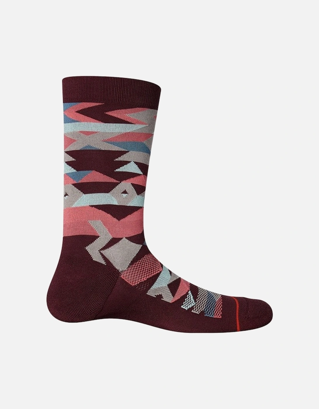 Whole Package Geometric Sock, Burgundy