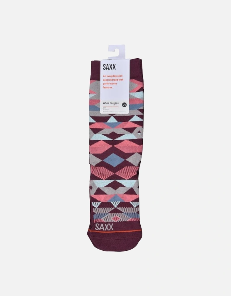 Whole Package Geometric Sock, Burgundy