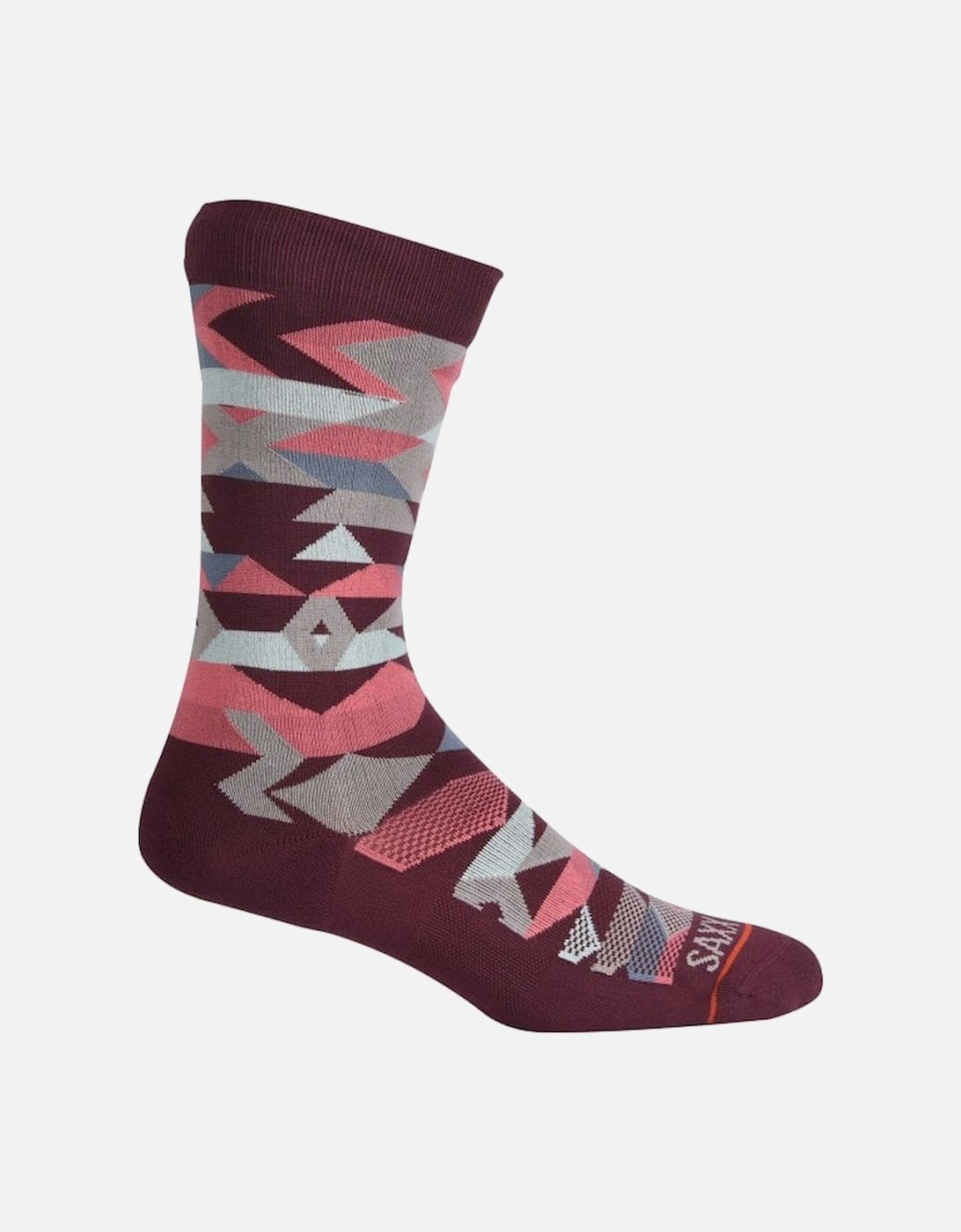 Whole Package Geometric Sock, Burgundy