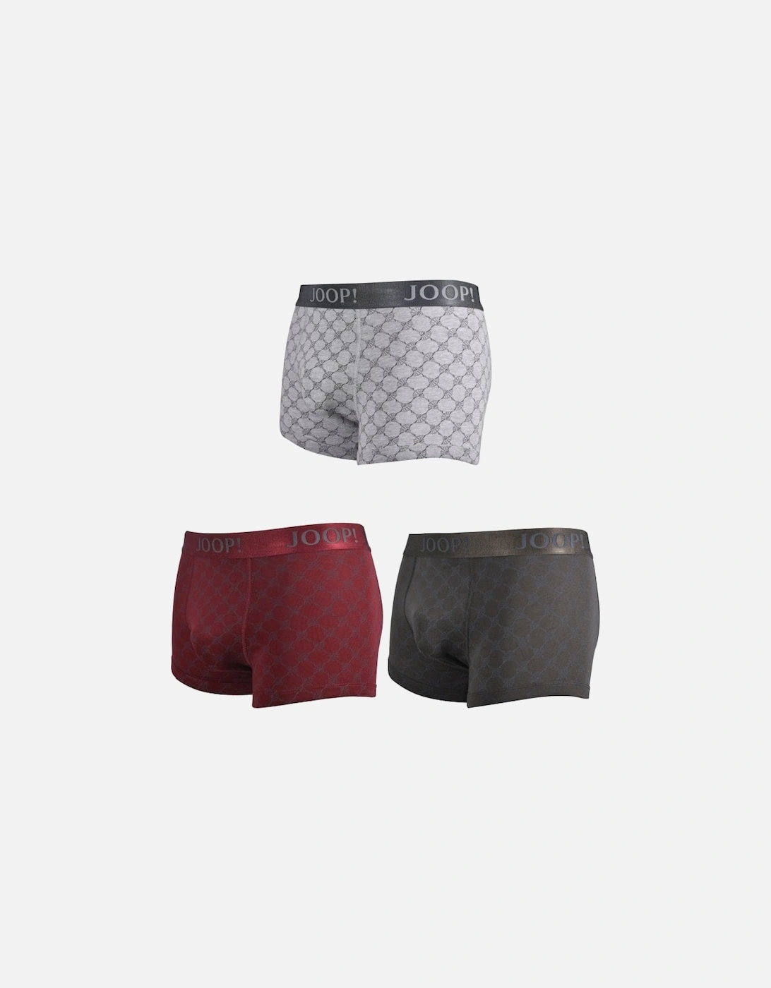 3-Pack Cornflower Print Boxer Trunks Gift Set, Brown/Grey/Red